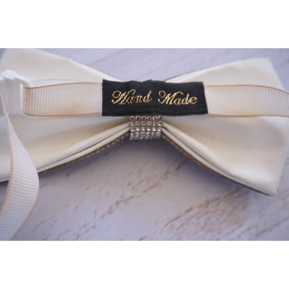 Handmade Silver Pre-Tied Crystal Rhinestones Bow Tie - Picture 7 of 9